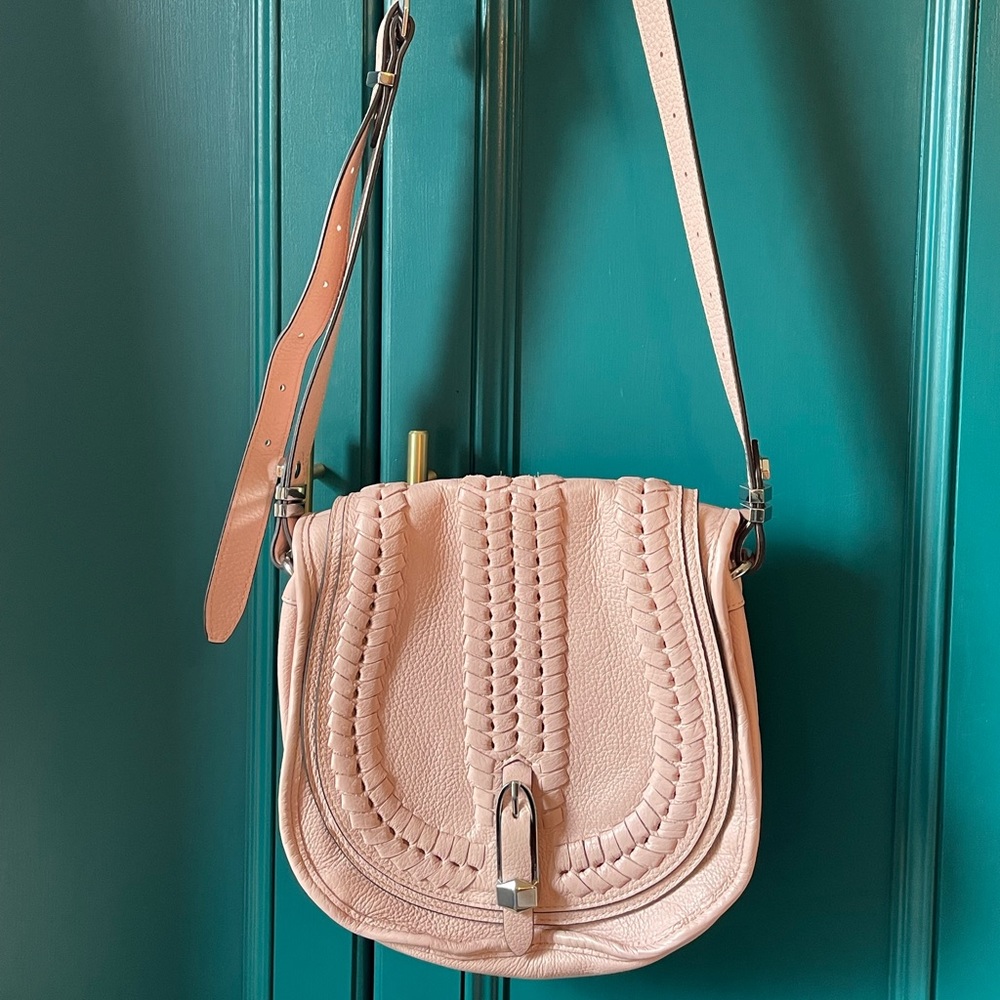 OrYany Amanda Blush Pink Crossbody Saddle Bag | Soft Leather | Adjustable Strap
